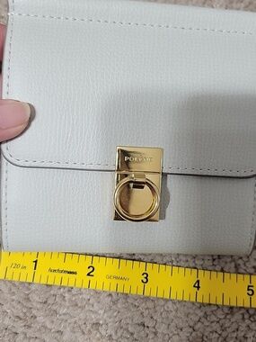 Polène White Mini Leather Wallet  with Gold Ring Lock